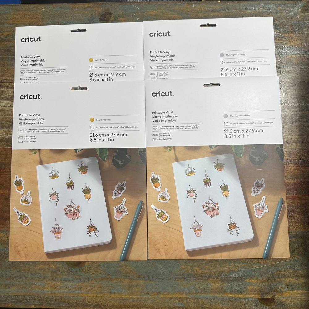 Cricut Printable Vinyl Gold and Silver 40 Sheets Total 8.5x11